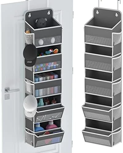 LONGD Over Door Organizer, Nursery Closet Cabinet Baby Storage, Over The Door Hat Rack, 4 Pockets And 1 Grid File Pockets Hanging Storage Boxes,45 Lbs. Weight Capacity, 1-Pack 9 LONGD Over Door Organizer, Nursery Closet Cabinet Baby Storage, Over The Door Hat Rack, 4 Pockets And 1 Grid File Pockets Hanging Storage Boxes,45 Lbs. Weight Capacity, 1-Pack - Image 7