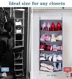 KEETDY Hanging Shoe Organizer To Store 10 Pairs Shoes 5- Shelf Shoe Rack For Closet For Small Space Storage Bedroom, Dorm, Grey -Amazon Store 51a6At1PEWL