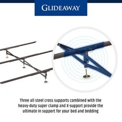 Glideaway X-Support Bed Frame Support System, GS-3 XS Model - 3 Cross Rails And 3 Legs - Strong Center Support Base For Full, Queen And King Mattress, Box Springs, And Bed Foundations -Amazon Store 51a6lIdetGL