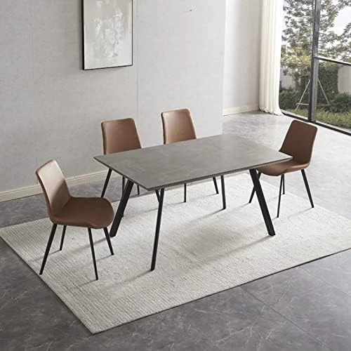 ZckyCine Modern Mid-Century Dining Table 5-Piece Kitchen Table Set For 4 People Rectangular Solid Wood Dining Table With 4 Upholstered Leather Chairs 9 ZckyCine Modern Mid-Century Dining Table 5-Piece Kitchen Table Set For 4 People Rectangular Solid Wood Dining Table With 4 Upholstered Leather Chairs - Image 7
