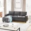 Lonkwa L-Shaped Couches Convertible Storage Ottoman 3-Seat Grey Sectional Sofas For Living Room/Bedroom/Office/Small Space, Dark Gray -Amazon Store 51aJXqsX23L