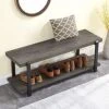 EXCEFUR Shoe Bench, Industrial Entryway Bench With Storage, Rustic Wood And Metal Shoe Rack Bench Seat, Grey -Amazon Store 51aKqW4c7CL