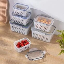 Fresh-Keeping Container 3 In 1 Multifunctional Drain Crisp Box With Strainer Storage Vegetable And Fruit Storage With Lid And Vent, Food Safe Material Refrigerator Stackable Box Various Size Boxes,Lar -Amazon Store 51aP9TpLxWL. AC 3