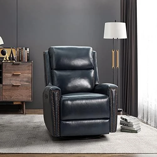 HULALA HOME Genuine Leather Swivel Rocker Recliners Set Of 2, Manual Glider Recliner Chairs With Adjustable Backrest & Footrest, Modern Home Theater Sofa Armchairs For Living Room Bedroom, Brown 9 HULALA HOME Genuine Leather Swivel Rocker Recliners Set Of 2, Manual Glider Recliner Chairs With Adjustable Backrest & Footrest, Modern Home Theater Sofa Armchairs For Living Room Bedroom, Brown - Image 7