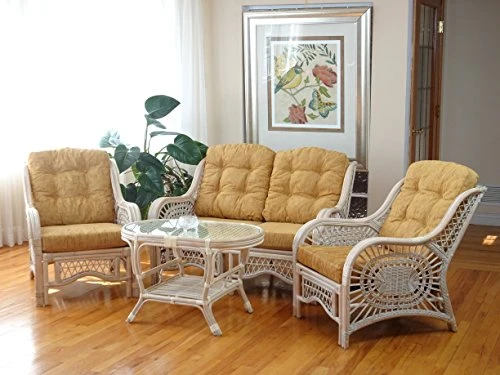 Pelangi Oval Coffee Table With Glass Top Natural Rattan Wicker ECO Handmade Design, White Wash 5 Pelangi Oval Coffee Table With Glass Top Natural Rattan Wicker ECO Handmade Design, White Wash - Image 3