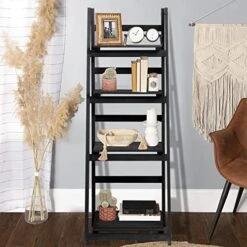 DEARYOU Ladder Shelf,4-Tier Storage Standing Organizer Modern Shelf With Metal Frame,Ladder-Shaped Plant Flower For Office,Bedroom,Living Room,Black 13 DEARYOU Ladder Shelf,4-Tier Storage Standing Organizer Modern Shelf With Metal Frame,Ladder-Shaped Plant Flower For Office,Bedroom,Living Room,Black -Amazon Store 51aWhUGvrRL