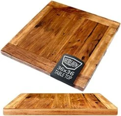 HEIRLOUM Reclaimed Wood Table Top - Rustic Recycled Solid Wooden Piece Perfect For Signs, Kitchens, Dining And Coffee Table Tops (Reclaimed Wood Table Top With Metal Edge,  36" X 36") -Amazon Store 51aYKkhBS4L. AC