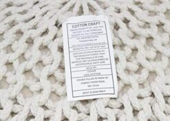 COTTON CRAFT - Hand Knitted Cable Style Dori Pouf - Ivory - Floor Ottoman - Cotton Braid Cord - Handmade & Hand Stitched - Truly One Of A Kind Seating - 20 Dia X 14 High -Amazon Store 51aZgDCVA5L