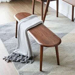 FRITHJILL Wood Dining Room Bench, Simple Style Entrance Stool In Walnut