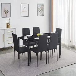 Paonne Glass Dining Table And Chair 7 Pieces Set, Dining Table Set For 6 Kitchen Room Table With 6 Chairs, Rectangular Glass Table With 4 PU Chairs 28 Paonne Glass Dining Table And Chair 7 Pieces Set, Dining Table Set For 6 Kitchen Room Table With 6 Chairs, Rectangular Glass Table With 4 PU Chairs -Amazon Store 51af9ldZxIL. AC