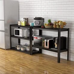 Microwave Oven Rack Microwave Oven Rack Microwave Oven Stand Toaster Rack Microwave Organizer Floor Storage Shelf 3 Tier Metal Black Kitchen Storage Rack -Amazon Store 51ahSKaAVoS