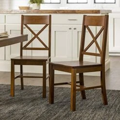 Walker Edison 3 Person Modern Farmhouse Wood Armless Kitchen Table Set Dining Chairs, 60 Inch, Black -Amazon Store 51aiSBG5UnL. AC 1