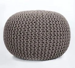 FRELISH DECOR Round Pouf Ottoman Hand Knitted 100% Cotton Pouf Foot Stool - Knitted Bean Bag - Floor Chair For Living Room Bedroom - Foot Rest For Couch (20 Diameter X 14 Height) - Natural -Amazon Store 51aiWFU8aVS. AC