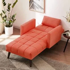 AWQM Convertible Chair Bed Sleeper,3-in-1 Futon Sofa Bed Chair With Adjustable Backrest,Tufted Velvet Chaise Lounge Sofa Bed Couch, Sleeper Chair Recliner Sofa Chair For Small Space,Red -Amazon Store 51akgCzk5EL