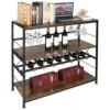 ALAPUR Industrial Wine Rack Table, Freestanding Wine Bar Table With Glass Holder And Bottle Shelf, Table Bar With Wine Storage, Brown 41''x16''x37'' -Amazon Store 51alcs9hH5L