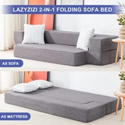 Lazyzizi Floor Sofa Bed, Fold Out Couch Bed With 2 Pillows & Washable Cover Convertible Sleeper Folding Sofa Bed Mattress For Living Room, Guest Bed, Playroom 10inches Twin -Amazon Store 51amZdhvk7L