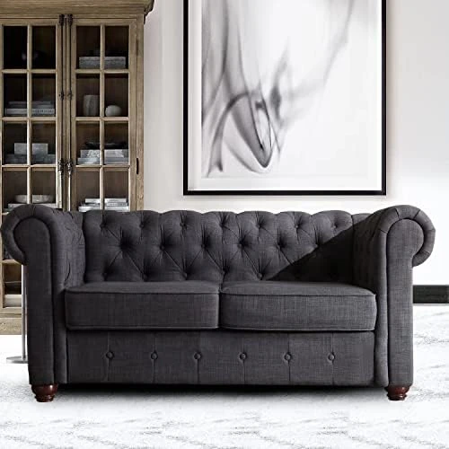 Rosevera Grier Polyester Upholstered Button Tufting Lounge Sofa Chair For Indoor Bedroom, Standard, Linen Beige Chaise 9 Rosevera Grier Polyester Upholstered Button Tufting Lounge Sofa Chair For Indoor Bedroom, Standard, Linen Beige Chaise - Image 7