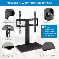 PERLESMITH Universal Swivel TV Stand - Table Top TV Stand For 26-55 Inch LCD LED TVs - Height Adjustable TV Mount Stand With Tempered Glass Base, VESA 400x400mm, Holds Up To 88lbs PSTVS12 -Amazon Store 51ap6SyDfoL