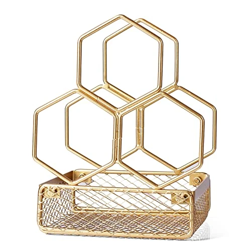 Drincarier Countertop Wine Rack, 3 Bottle Gold Wine Bottle Holder Cork Holder, Wine Rack With Cork Storage-Perfect For Home Decor & Kitchen Storage Rack, Bar, Etc 4 Drincarier Countertop Wine Rack, 3 Bottle Gold Wine Bottle Holder Cork Holder, Wine Rack With Cork Storage-Perfect For Home Decor & Kitchen Storage Rack, Bar, Etc - Image 2