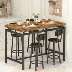 AWQM Marble Dining Table Set For 4, Rectangular Faux Marble Table And 4 PU Leather Chairs, 5 Pieces Kitchen Table Set,Ideal For Living Room, Dining Room,Breakfast Nook, White&Black -Amazon Store 51avkCMtvbL. AC