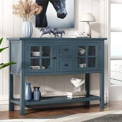 LUMISOL Rustic Buffet Sideboard Table Console Table, Kitchen Cabinet With Two Drawers, Two Cabinets And 1 Shelf For Living Room (Blue) 19 LUMISOL Rustic Buffet Sideboard Table Console Table, Kitchen Cabinet With Two Drawers, Two Cabinets And 1 Shelf For Living Room (Blue) -Amazon Store 51b0K10uPTL. AC