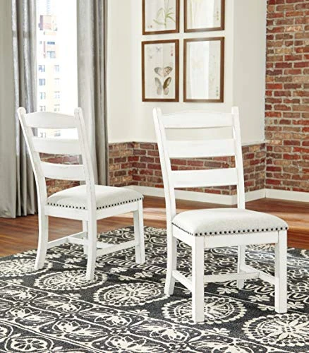 Signature Design By Ashley Valebeck Vintage Farmhouse Cushioned Dining Chair, 2 Count, Whitewash 5 Signature Design By Ashley Valebeck Vintage Farmhouse Cushioned Dining Chair, 2 Count, Whitewash - Image 3
