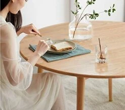 MU RONG Small Solid Wood Round Dining Table, Luxury Heavy Duty Mid Century Vintage Oak Natural Dinning Table For 2-4 People In Kitchen Dinning Room 31.5in Diameter Modular -Amazon Store 51b5Ajq3RrL