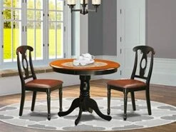 East West Furniture ANKE3-BLK-LC Dining Room Table Set, 3-Pieces -Amazon Store 51bAhexn7L. AC