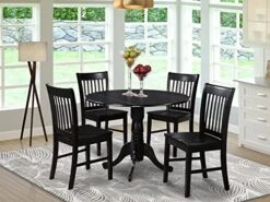 East West Furniture DLNO5-BLK-W Dining Table Set