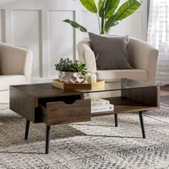 Walker Edison Montclair Mid Century Modern Two Toned 1 Drawer Coffee Table, 42 Inch, Glass And Dark Walnut & Theo Mid Century Modern 2 Door Asymmetrical Glass Shelf Buffet, 44 Inch, Dark Walnut 19 Walker Edison Montclair Mid Century Modern Two Toned 1 Drawer Coffee Table, 42 Inch, Glass And Dark Walnut & Theo Mid Century Modern 2 Door Asymmetrical Glass Shelf Buffet, 44 Inch, Dark Walnut -Amazon Store 51bGOzIiq3L