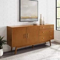 Walker Edison Mid-Century Modern Wood Kitchen Buffet Sideboard Entryway Serving Storage Cabinet Doors-Dining Room Console, 70 Inch, Acorn -Amazon Store 51bGc10 KL. AC