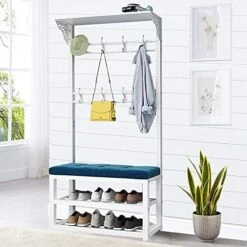 Hallway Coat Rack With 2-Tier Shoe Racks, Metal Entry Bench And Rack, Free Standing Hall Tree With Top Storage Platform, Removable Hooks, For Living Room,Hallway, Bedroom -Amazon Store 51bKQZGGH2L. AC