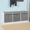 Haotian FSR65-DG, Grey 3 Baskets Hallway Bedroom Storage Bench With Seat Cushion, Shoe Bench, Shoe Rack, Shoe Cabinet -Amazon Store 51bUKFa3GBL