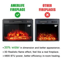 AMERLIFE Fireplace TV Stand Sliding Barn Door Wood Entertainment Center With A 23'' Electric Fireplace Insert, Modern Farmhouse Storage Cabinet Console For TVs Up To 65", Distressed White & Barnwood -Amazon Store 51bi47ngUFL