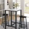 DKLGG 3-Pieces Bar Table And Chairs Set, Kitchen Dining Bar Height Table With 2 Bar Stools, Modern Bistro Pub Table Breakfast Square Bar Table Small Space For Kitchen, Living Room, Party Room, White -Amazon Store 51bqC2Z0yvL