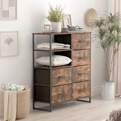 6 Drawer Dresser For Bedroom Dresser With Shelves Chest Of Drawers Clothes Organizer Fabric Drawer Dressers For Bedroom Living Room,Rustic Brown -Amazon Store 51c5rbC5W1L