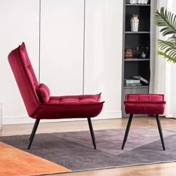 MCombo Accent Chair With Ottoman, Velvet Modern Tufted Wingback Club Chair, Upholstered Leisure Chairs With Metal Legs For Bedroom Living Room 4079 (Burgundy) 15 MCombo Accent Chair With Ottoman, Velvet Modern Tufted Wingback Club Chair, Upholstered Leisure Chairs With Metal Legs For Bedroom Living Room 4079 (Burgundy) -Amazon Store 51cHNfaSOSL