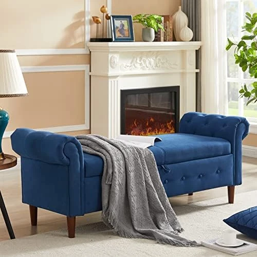 Aoowow Storage Bench For Bedroom End Of Bed Rolled Armed PU Leather Ottoman Couch Long Bench Window Sitting Fireplace Toy Storage Bench, Brown 15 Aoowow Storage Bench For Bedroom End Of Bed Rolled Armed PU Leather Ottoman Couch Long Bench Window Sitting Fireplace Toy Storage Bench, Brown - Image 13