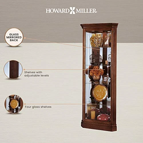 Howard Miller Lynwood Corner Curio Cabinet 680-345 – Windsor Cherry Glass Case With Light 7 Howard Miller Lynwood Corner Curio Cabinet 680-345 – Windsor Cherry Glass Case With Light - Image 5