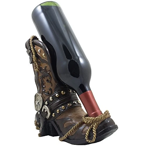 Gesundheit Fancy Cowboy Boot Wine Bottle Holder Decorative Display Stand Statue With Rope, Spur & Texas Star For Country Western Bar Decor And Kitchen Countertop Wine Racks As Great Gifts For Cowboys 4 Gesundheit Fancy Cowboy Boot Wine Bottle Holder Decorative Display Stand Statue With Rope, Spur & Texas Star For Country Western Bar Decor And Kitchen Countertop Wine Racks As Great Gifts For Cowboys - Image 2
