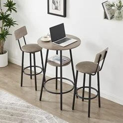 WIIS' IDEA 3-Piece Small Bar Dining Table Set For 2, Square Kitchen Table & 2 Barstools Chairs With PU Soft Seat And Backrest For Breakfast Nook, Small Space, Apartment, Grey 26 WIIS' IDEA 3-Piece Small Bar Dining Table Set For 2, Square Kitchen Table & 2 Barstools Chairs With PU Soft Seat And Backrest For Breakfast Nook, Small Space, Apartment, Grey -Amazon Store 51cWkGcTPML. AC