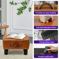 H&B Luxuries Footstool Small Ottoman, PU Leather Small Ottoman Foot Rest,16.14" Extended Rectangular Footstool With Carry,Ottoman For Living Room, Bedroom, Couch,Patio,Cloakroom (Light Brown) 19 H&B Luxuries Footstool Small Ottoman, PU Leather Small Ottoman Foot Rest,16.14" Extended Rectangular Footstool With Carry,Ottoman For Living Room, Bedroom, Couch,Patio,Cloakroom (Light Brown) -Amazon Store 51cZujlG9LL