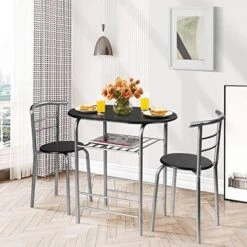 FANTASK 3 Pieces Dining Set, Breakfast Table Set W/Metal Frame And Storage Shelf, Compact Table And 2 Chairs Set For Home Bistro Pub Apartment Kitchen Dining Room Cafe 20 FANTASK 3 Pieces Dining Set, Breakfast Table Set W/Metal Frame And Storage Shelf, Compact Table And 2 Chairs Set For Home Bistro Pub Apartment Kitchen Dining Room Cafe -Amazon Store 51cddI7iL. AC