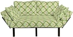 Ambesonne Striped Futon Couch, Retro Wavy Leaf Lines With Digital Effects Unusual Repeating Fresh Floral Essence Print, Daybed With Metal Frame Upholstered Sofa For Living Dorm, Loveseat, Green -Amazon Store 51cguDRB2lL. AC
