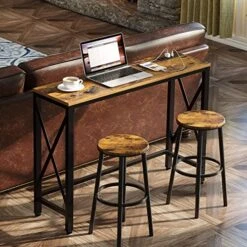 Rolanstar Console Table With 2 Outlets And 2 USB Ports, 39.4” Entryway Table With Metal Frame & X-Shaped Design, Narrow Sofa Table For Living Room And Hallway, Behind Couch Table, For Entryway, Foyer