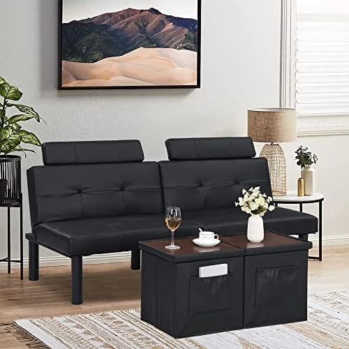 BINGTOO Futon Sofa Bed Couch And Sleeper- Convertible Futon Sofa Bed Sleeper Couches Loveseat With Storage Footstool Ottoman Or Coffee Table And 2 Lumbar Pillows,Small,Tufted(Grey), 1PC 8 BINGTOO Futon Sofa Bed Couch And Sleeper- Convertible Futon Sofa Bed Sleeper Couches Loveseat With Storage Footstool Ottoman Or Coffee Table And 2 Lumbar Pillows,Small,Tufted(Grey), 1PC - Image 6