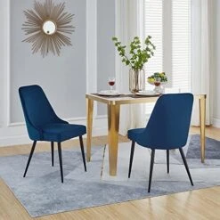 Amazon Brand – Rivet Modern High-Back Padded Dining Chair, Set Of 2, 19.5"D, Blue