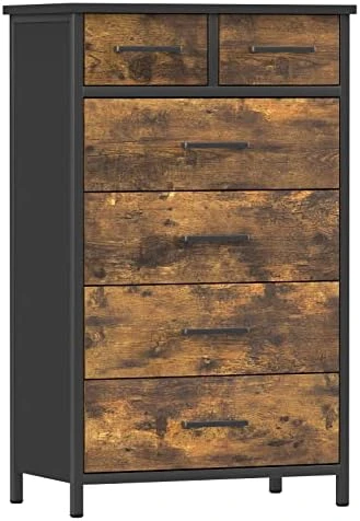 IKNEO 7 Drawer Tall Dresser, Industrial Wood Storage Dresser Clothes Organizer, Sturdy Steel Frame, Storage Dresser For Bedroom 10 IKNEO 7 Drawer Tall Dresser, Industrial Wood Storage Dresser Clothes Organizer, Sturdy Steel Frame, Storage Dresser For Bedroom - Image 8