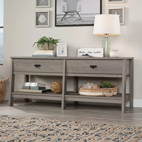 Sauder Trestle Credenza, For TV's Up To 60", Mystic Oak Finish 5 Sauder Trestle Credenza, For TV's Up To 60", Mystic Oak Finish - Image 3