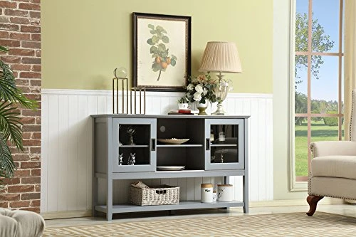 Mixcept 55" Modern And Contemporary Sideboard Buffet Cabinet Wood Console Table Storage Cabinet With Sliding Doors Kitchen Dining Room Furniture, Gray 8 Mixcept 55" Modern And Contemporary Sideboard Buffet Cabinet Wood Console Table Storage Cabinet With Sliding Doors Kitchen Dining Room Furniture, Gray - Image 6